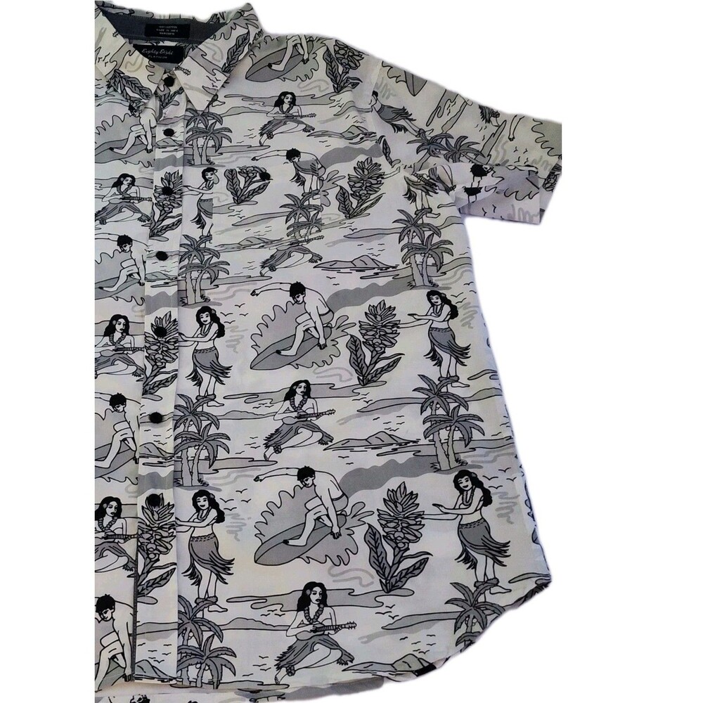 Men's XL Hawaiian Palm Trees Beach Surf Hula Summer Short Sleeve Shirt - Picture 4 of 8